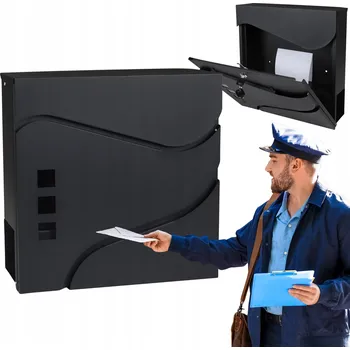 Poštovní schránka Velká antracitová poštovní schránka STORK 37x37x10,5 cm