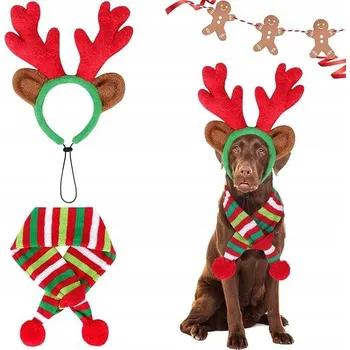 Obleček pro psa Čelenka pro psy Vánoční sobí parohy Šála