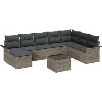 Zahradní sestava 8dílná modulární zahradní sedací souprava, šedá, přírodní ratan