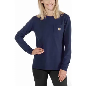 Pánská móda Carhartt Pracovní tričko Carhartt WK126 s kapsou a dlouhým rukávem v námořnické barvě