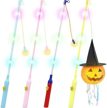 Lampička Lampionová tyč s LED, elektrická LED lampionová tyč na svátek svatého Martina a Halloween, sada 4