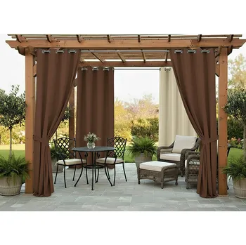 Venkovní zahradní závěs s kroužky MONTANA color 22 hnědá, různé rozměry (cena za 1 kus) + dárek úvaz MyBestHome Rozměr: 155x220 cm