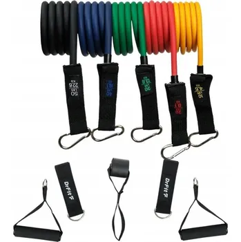DrFit Sada 5 odporových gum na cvičení a rehabilitaci s příslušenstvím