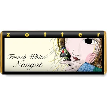 Čokoláda Zotter Bio plněná mléčná čokoláda Francouzský bílý nugát, 70 g