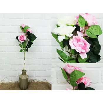 umělá květina UMĚLÁ KVĚTINA RŮŽE ROZVINUTÁ 3 HLAVIČKY 65 CM MIX BAREV KTI-207