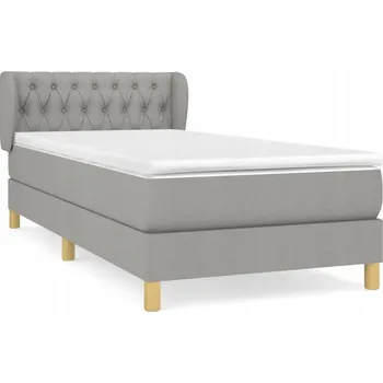 Postel Kontinentální postel světle šedá 203 x 103 x 78/88 cm s matrací 100 x 200 x