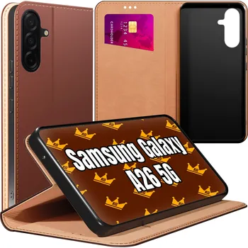 Pouzdro na mobilní telefon Flipové pouzdro Kingglass pro Samsung Galaxy A26, hnědé