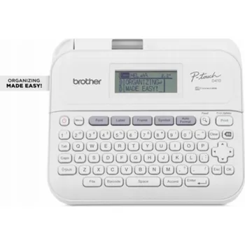 Tiskárna štítků Brother Tiskárna štítků P-Touch PT-D410 - Popis - s/š - Termotransfer - 18 mm Breite - 180 dpi - až 20 mm/Sek. - USB - Řezačka - 5-zeiliger Druck, Druckvorschau, Spiegelschrift, Vertikaler Druck - Grau, weiss