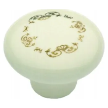 Nábytkové kování Nábytková úchytka porcelánová GP20-MLK-3 ZLATÝ VĚNEC