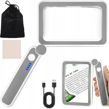 Lupa LUPA NA ČTENÍ ZVĚTŠOVACÍ SKLO S PODSVÍCENÍM SKLÁDACÍ 4x