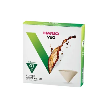 Filtr do kávovaru Hario papírové filtry pro V60-01 - 40 ks - nebělené [VCF-01-40M]