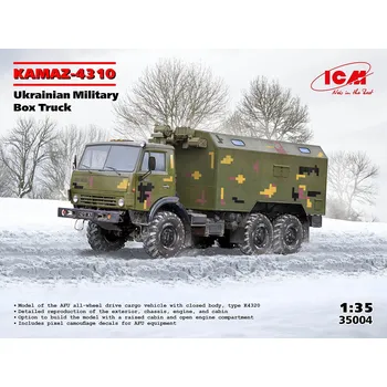 Plastikový model KAMAZ-4310, Ukrainian Military Box Truck - ICM 35004