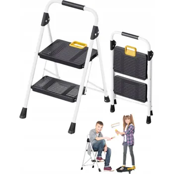 Žebřík Drabina Składana 2 Stopnie Lekka Domowa Ocelové schůdky Protiskluzové