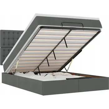 Matrace Otoman s matrací 193x144x118/128 cm, tmavě šedá, bílá matrace 140x190x2