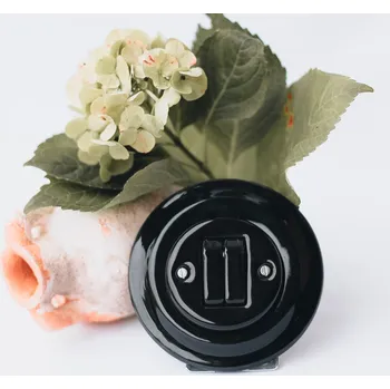 vypínač Keramický dvojvypínač 6/6 (5,5B) kompletní ČERNÁ bezšroubkový