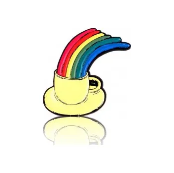 Příslušenství pro přípravu kávy Pinbox - Hrneček s duhou - kovová brož