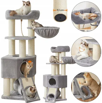 Vysoké škrabadlo, pelíšek, škrabací sloupek, věž Songmics 101 - 160 cm