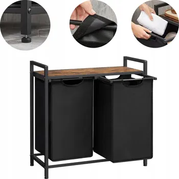 Stojanový koš na prádlo se 2 přihrádkami, styl loft VAS