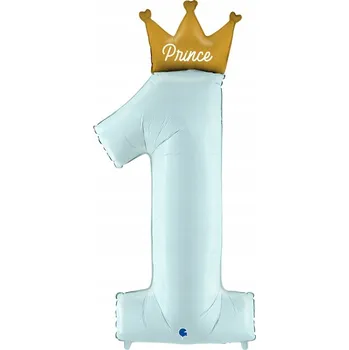 Balónek Balónek Číslice 1 - Modrý s korunkou Prince - 117 cm