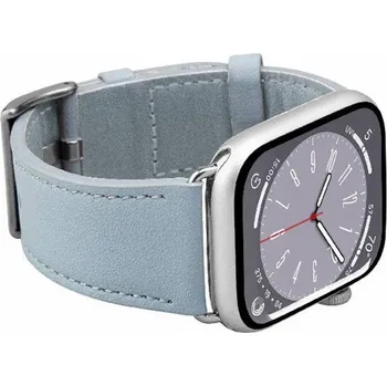 Chytré hodinky Puro Apple Watch (38/40/SE/41/42mm) E-CLASSIC Veganská kožená řemínková hodinka - světle modrá