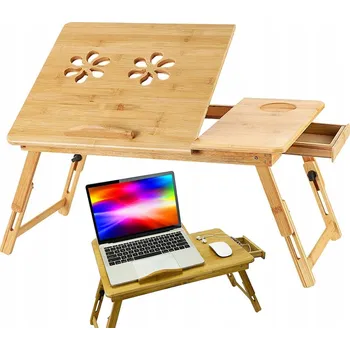 SKLÁDACÍ STOLEK POD NOTEBOOK DO POSTELE BAMBUSOVÝ, MOBILNÍ, NASTAVITELNÝ