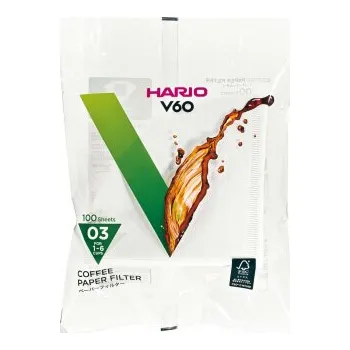 Příslušenství pro přípravu kávy Hario papírové filtry pro V60-03 - 100 ks - bělené [VCF-03-100W]