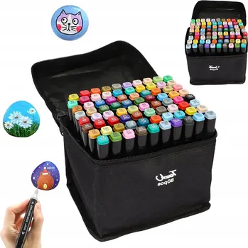 LIHOVÉ FIXY OBOUSTRANNÉ FIXY POPISOVAČE FIXY SADA 80ks + TAŠKA