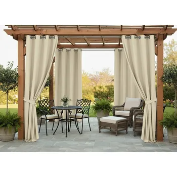 Pergola Venkovní zahradní závěs s kroužky MONTANA color 17 světle béžová, různé rozměry (cena za 1 kus) + dárek úvaz MyBestHome Rozměr: 155x200 cm