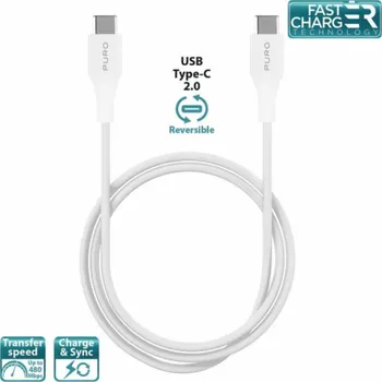 Počítač Puro USB kabel USB-C - 1m bílý