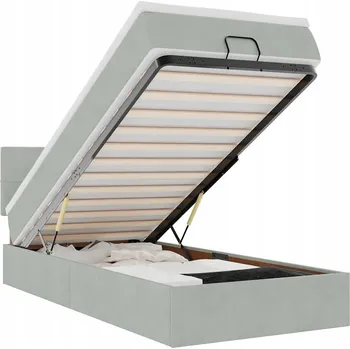 Postel Otoman s matrací 193x90 cm, světle šedý, s úložným prostorem