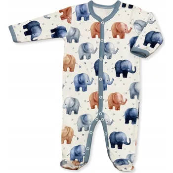 Kojenecký overall OVERAL overal ROZEPÍNACÍ po celé délce 56 pyžamo pro NOVOROZENCE SLONÍCI