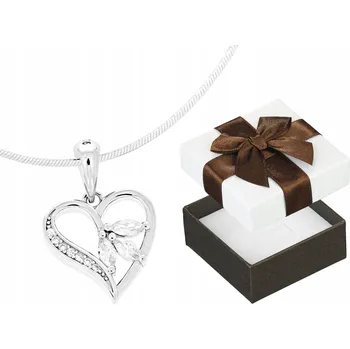 Náhrdelník Dlouhý stříbrný dámský náhrdelník Srdce s zirkony Srdíčko Větvička 50 cm