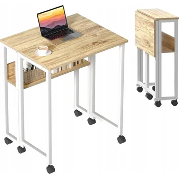 Psací stůl Skládací psací stůl GreenForest obdélníkový hnědý na kolečkách 63x50 cm