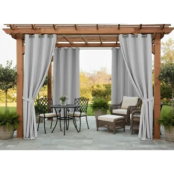 Pergola Venkovní zahradní závěs s kroužky MONTANA color 03 světle šedá, 155x260 cm (cena za 1 kus) + dárek úvaz MyBestHome + zátěžová šňůra Včetně zátěžové šňůry