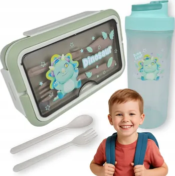 Svačinový box Lunchbox svačinový box nádoba na snídani oběd do školy příbory a lahev na pití