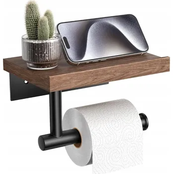 DRŽÁK TOALETNÍHO PAPÍRU DIKOM VĚŠÁK ČERNÝ LOFT RETRO POLIČKA