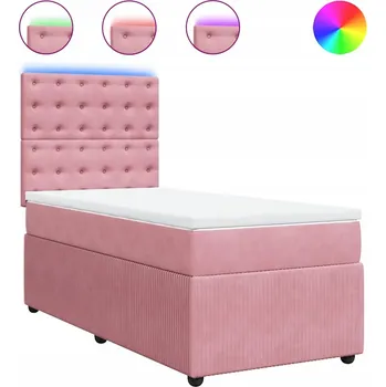 Postel Kontinentální postel s nastavitelným čelem 200 x 90 x 140,5/150,5 cm, růžová