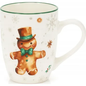 VÁNOČNÍ PORCELÁNOVÝ HRNEK PERNÍKOVÝ PANÁČEK SUŠENKY JAKO DÁREK 320ML