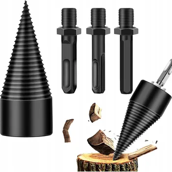 Vrták VRTÁK NA ŠTÍPÁNÍ DŘEVA + SADA ADAPTÉRŮ K02395