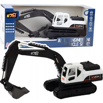 autíčko Pásový bagr kovový s pohyblivou lžící, otočný o 360° - bílý