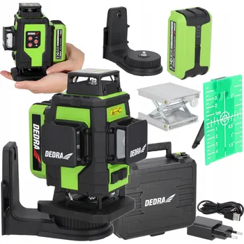 Měřící laser Křížový laser, laserová vodováha 360 4D, plošný PRO, zelený DEDRA