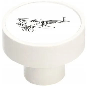 Nábytkové kování Úchytka/Knopka GAMET dřevěná bílá matná GD08 letadlo