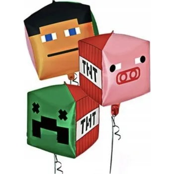 Balónek 4D Pixelový Balón - Čtvercový Balón s Motivem Počítačových Her k Narozeninám