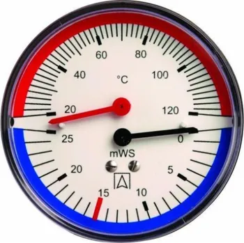 Afriso Termohustoměr TH 80, fi80 mm, 0÷40 mH2O, 20÷120°C, G1/4, ax, třída 2,5A