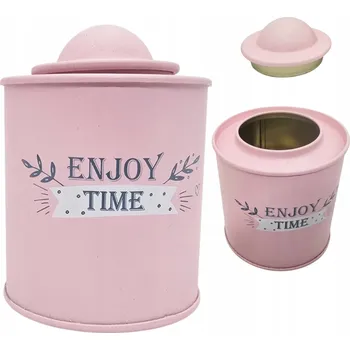 Obraz PLECHOVKA KOVOVÁ OZDOBNÁ RŮŽOVÁ MATNÁ DÁREK LOFT ČAJ BYLINKY 9 CM