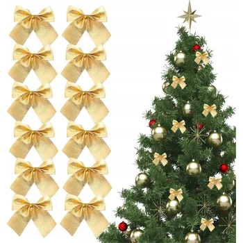 Vánoční dekorace MAŠLE NA VÁNOČNÍ STROMEK ZLATÉ LESKLÉ OZDOBNÉ MAŠLE VÁNOČNÍ DEKORACE 12 KS