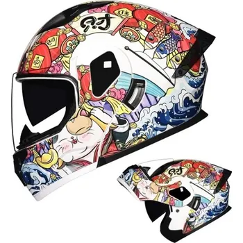 Motocyklové brýle Celoobličejová motocyklová helma unisex výklopná ABS+PC s potiskem kreslených motivů silniční ochranná design XL