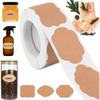 Samolepící etiketa Papírové etikety 300 kusů na roli 5m pro DIY, na sklenice, dárky a obálky