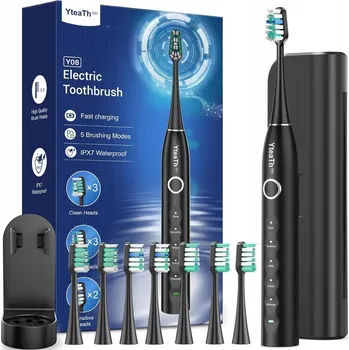 Elektrický zubní kartáček YTEATH Y08 SONICKÝ KARTÁČEK ELEKTRICKÝ ZUBNÍ KARTÁČEK 5 REŽIMŮ + 8 NÁSTAVCŮ