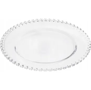 Skleněný ozdobný talíř, servírovací tác kulatý s motivy srdíček Love, 27,5 cm